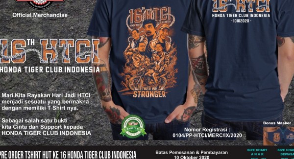 T-SHIRT SPESIAL HUT HTCI Ke-16 Tahun - Honda Tiger Club Indonesia